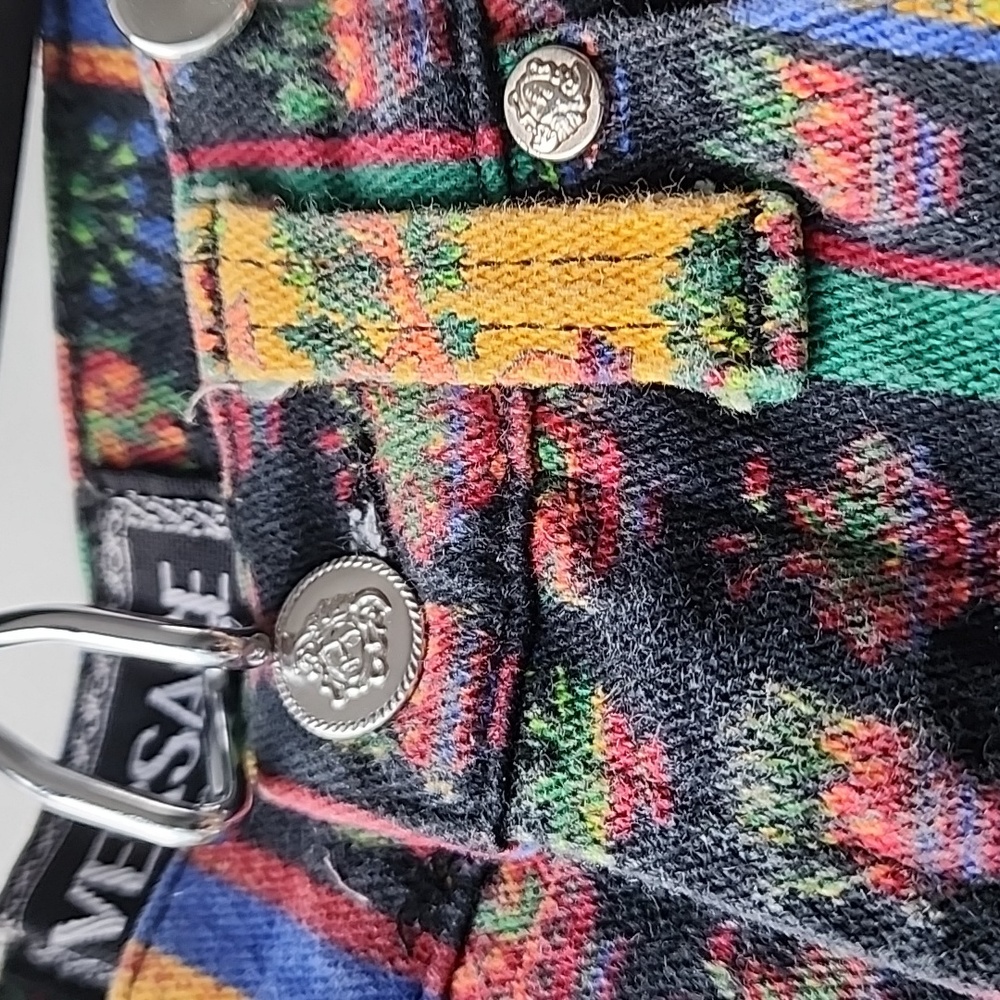 Vintage Versace Jeans Couture Fauna Rainbow Stripe Cotton Denim Jeans - Picture 3 of 11